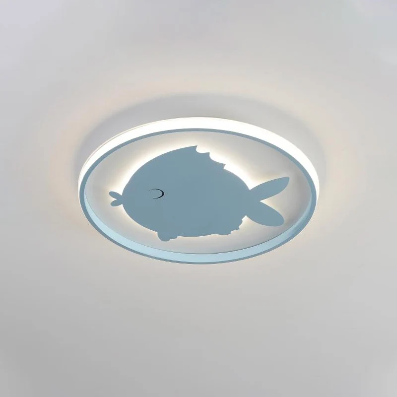 Plafonnier LED en forme d'avion/cheval/poisson, éclairage de plafond métallique de dessin animé en bleu/rose Clearhalo
