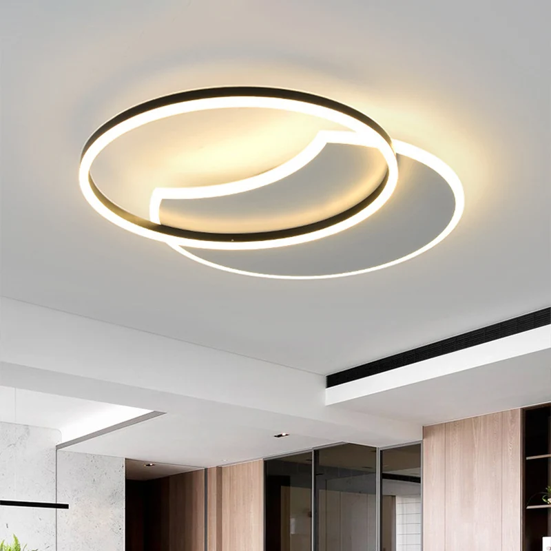 Plafonnier LED en forme d'éclipse de lune blanche, éclairage moderne en acrylique, lumière blanche chaude/blanche pour cha...