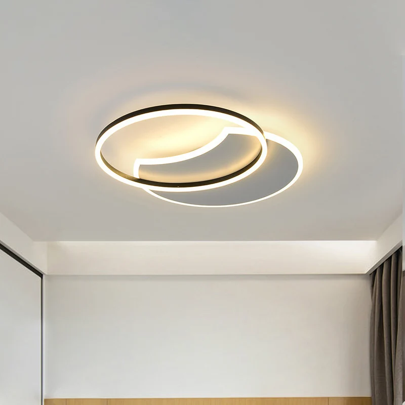 Plafonnier LED en forme d'éclipse de lune blanche, éclairage moderne en acrylique, lumière blanche chaude/blanche pour cha...