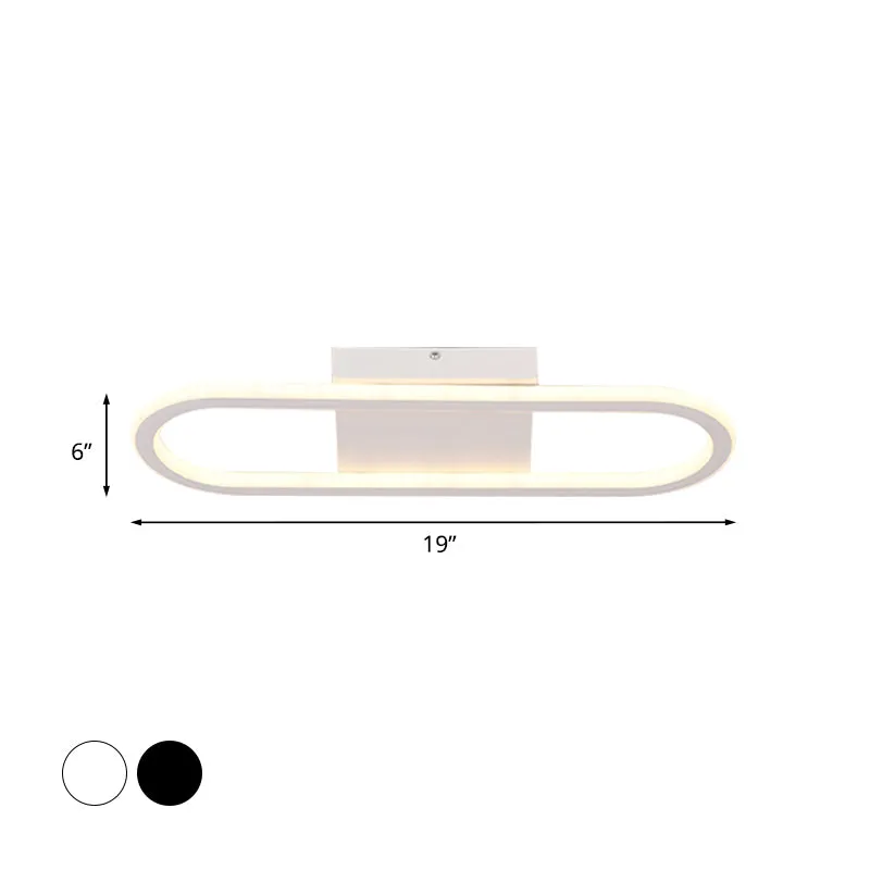 Plafonnier LED en forme d'ellipse en métal, 15/19 pouces, simplicité, noir/blanc, montage au plafond, lumière blanche/chau...