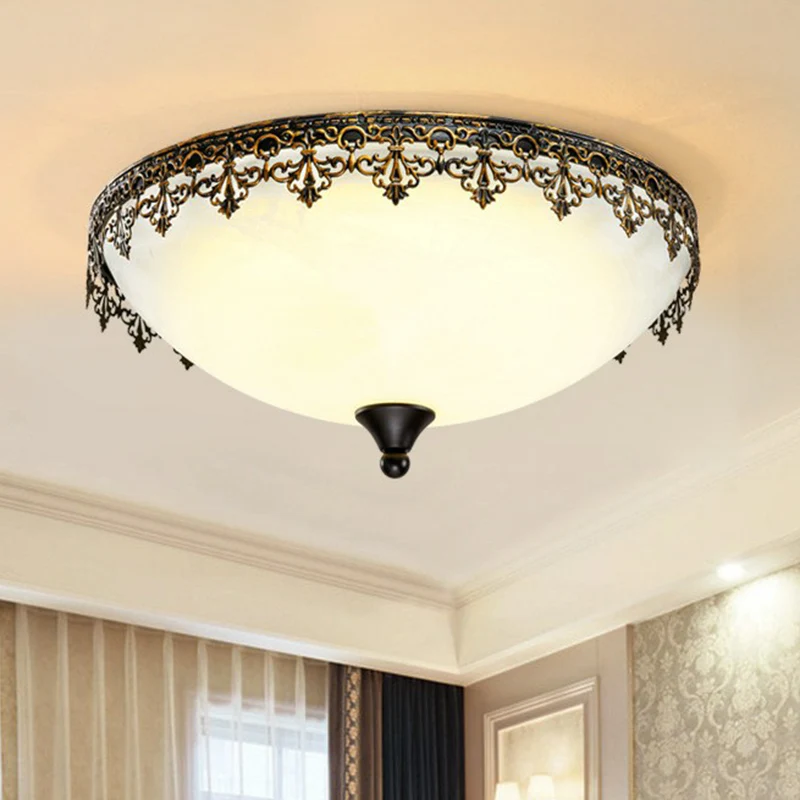 Plafonnier LED en forme de dôme de café, éclairage rétro pour chambre à coucher, plafonnier avec décor en filigrane Clearhalo