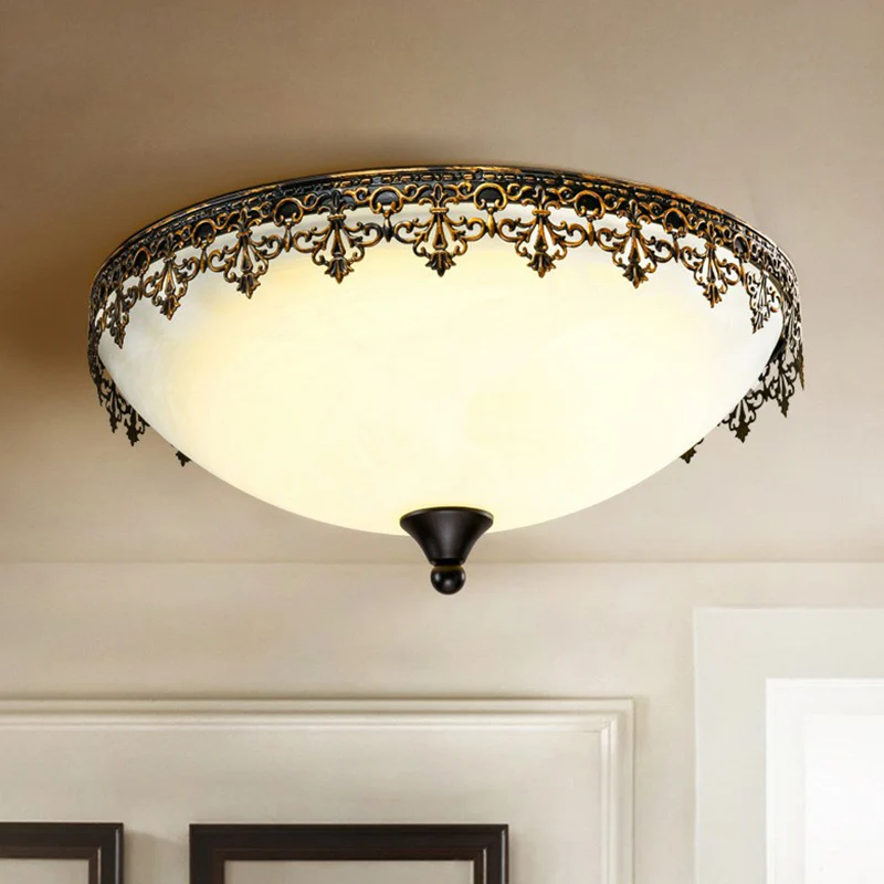 Plafonnier LED en forme de dôme de café, éclairage rétro pour chambre à coucher, plafonnier avec décor en filigrane Clearhalo
