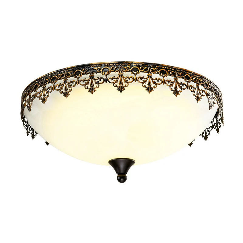 Plafonnier LED en forme de dôme de café, éclairage rétro pour chambre à coucher, plafonnier avec décor en filigrane Clearhalo