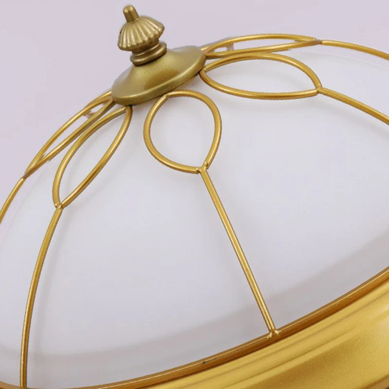 Plafonnier LED en forme de dôme en verre laiteux, luminaire rustique pour chambre à coucher, avec cadre floral en or Clear...