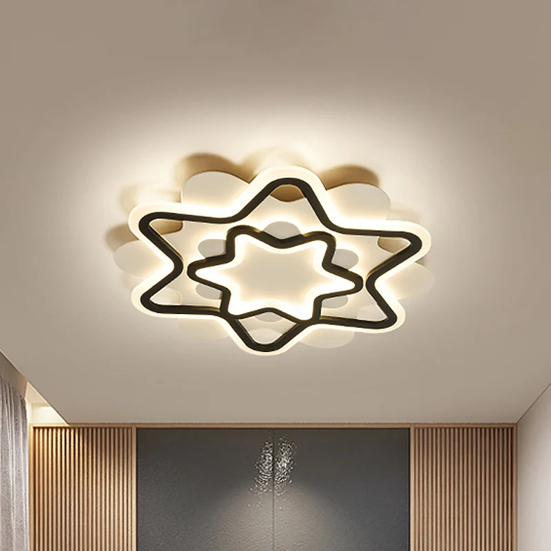 Plafonnier LED en forme d'étoile en acrylique, éclairage encastré de Style nordique, blanc et noir Clearhalo