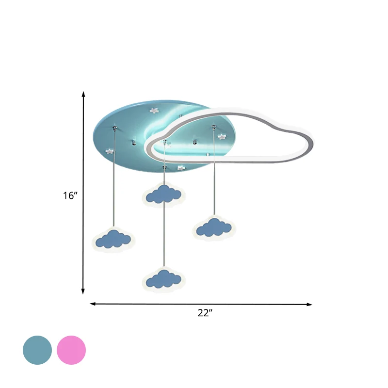 Plafonnier LED en forme d'étoile, de nuage et de cœur aimant, en acrylique, pour chambre d'enfant, avec drapé, rose/bleu C...