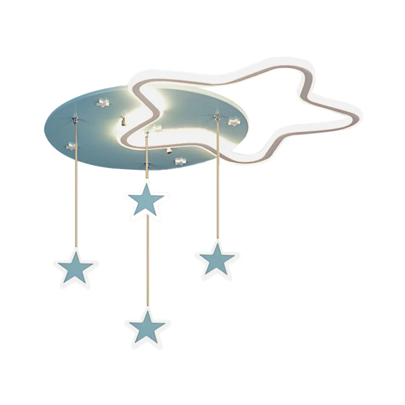 Plafonnier LED en forme d'étoile, de nuage et de cœur aimant, en acrylique, pour chambre d'enfant, avec drapé, rose/bleu C...