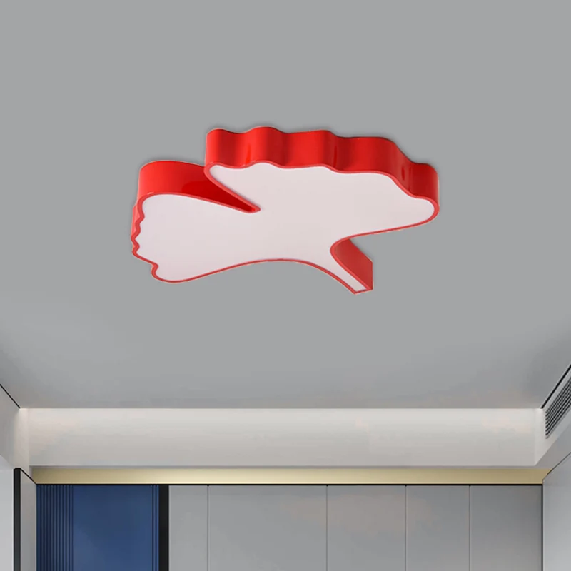Plafonnier LED en forme de feuille de Ginkgo, dessin animé rouge, éclairage pour enfants, en acrylique, proche du plafonni...