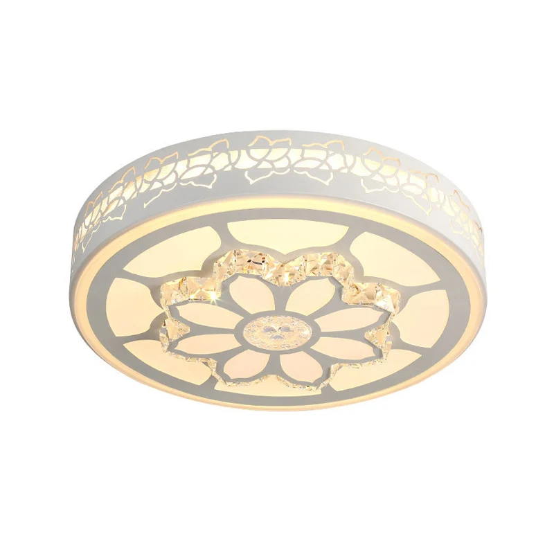 Plafonnier LED en forme de fleur, acrylique moderniste et cristal blanc/éclairage 3 couleurs, plafonnier en marron/blanc C...