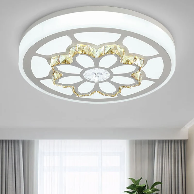 Plafonnier LED en forme de fleur, acrylique moderniste et cristal blanc/éclairage 3 couleurs, plafonnier en marron/blanc C...