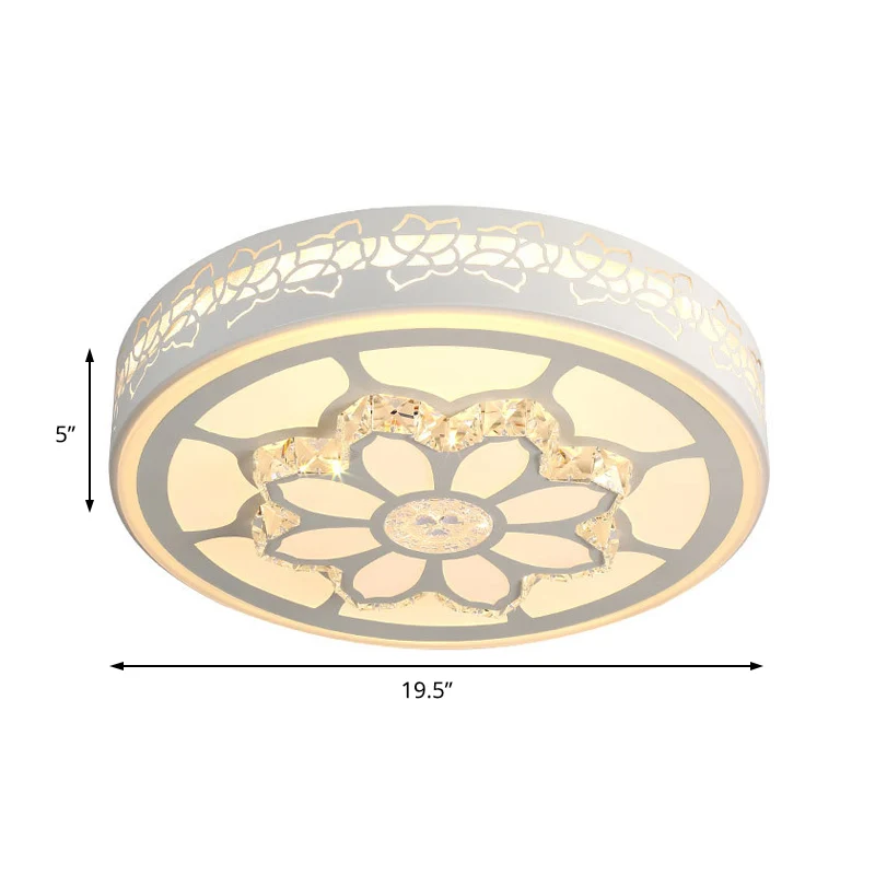 Plafonnier LED en forme de fleur, acrylique moderniste et cristal blanc/éclairage 3 couleurs, plafonnier en marron/blanc C...