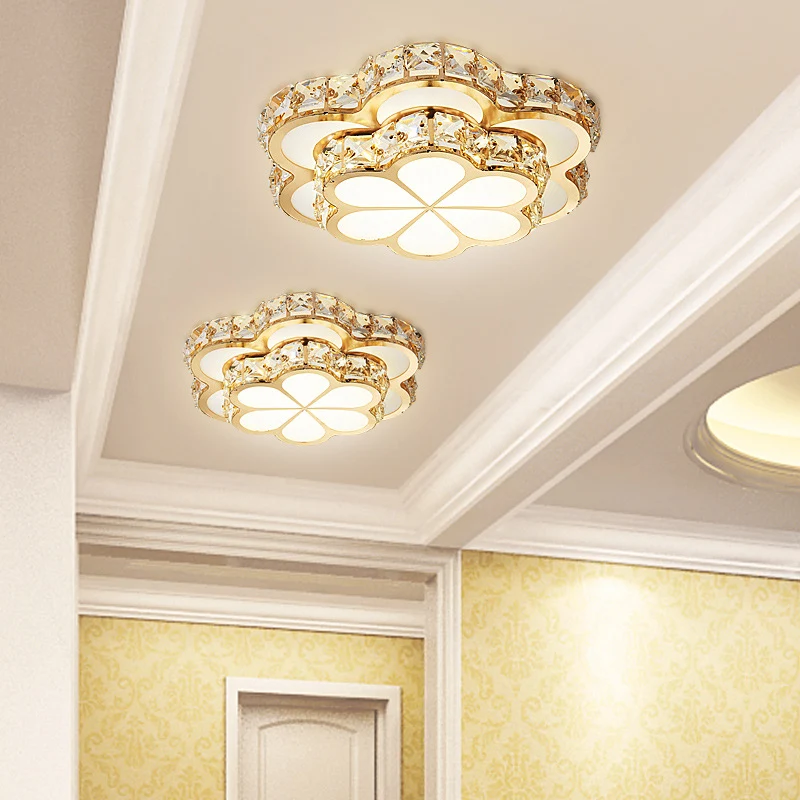 Plafonnier LED en forme de fleur, bloc de cristal moderniste, blanc, 10/12/14 pouces, luminaire de plafond, encastré/monté...
