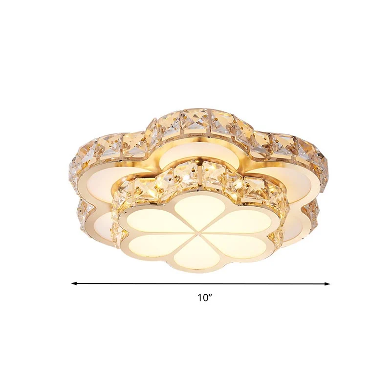Plafonnier LED en forme de fleur, bloc de cristal moderniste, blanc, 10/12/14 pouces, luminaire de plafond, encastré/monté...