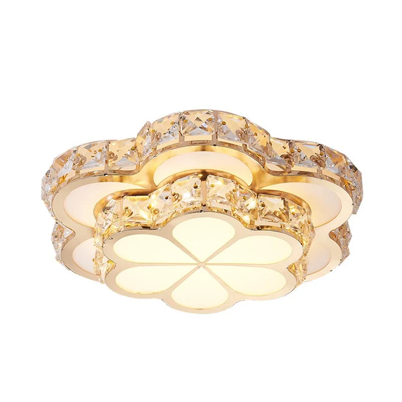 Plafonnier LED en forme de fleur, bloc de cristal moderniste, blanc, 10/12/14 pouces, luminaire de plafond, encastré/monté...