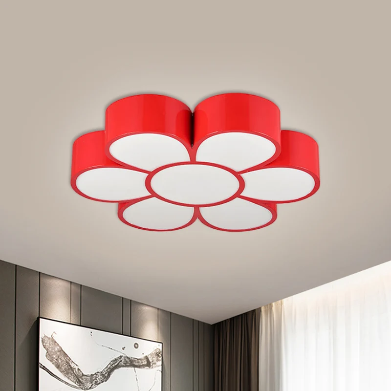 Plafonnier LED en forme de fleur pour enfants, en acrylique, éclairage encastré pour la maternelle, rouge/jaune/vert Clear...