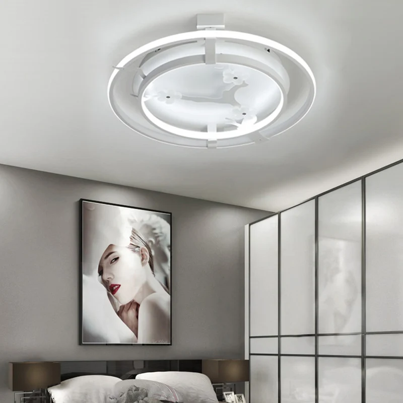 Plafonnier LED en forme de fleur de prunier, luminaire de plafond en acrylique et en métal de dessin animé en blanc pour m...