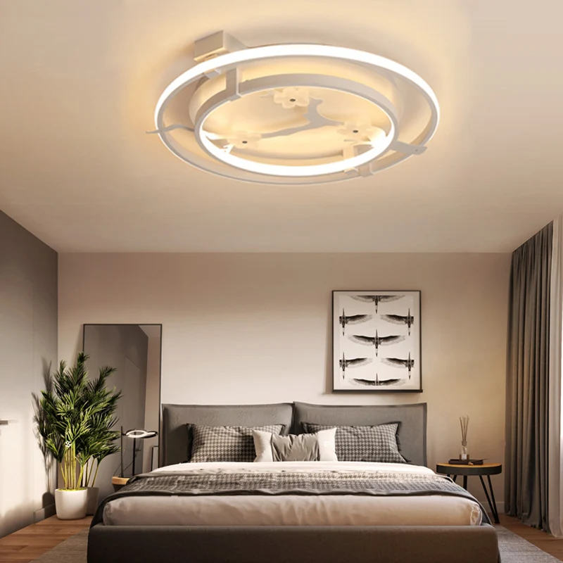 Plafonnier LED en forme de fleur de prunier, luminaire de plafond en acrylique et en métal de dessin animé en blanc pour m...