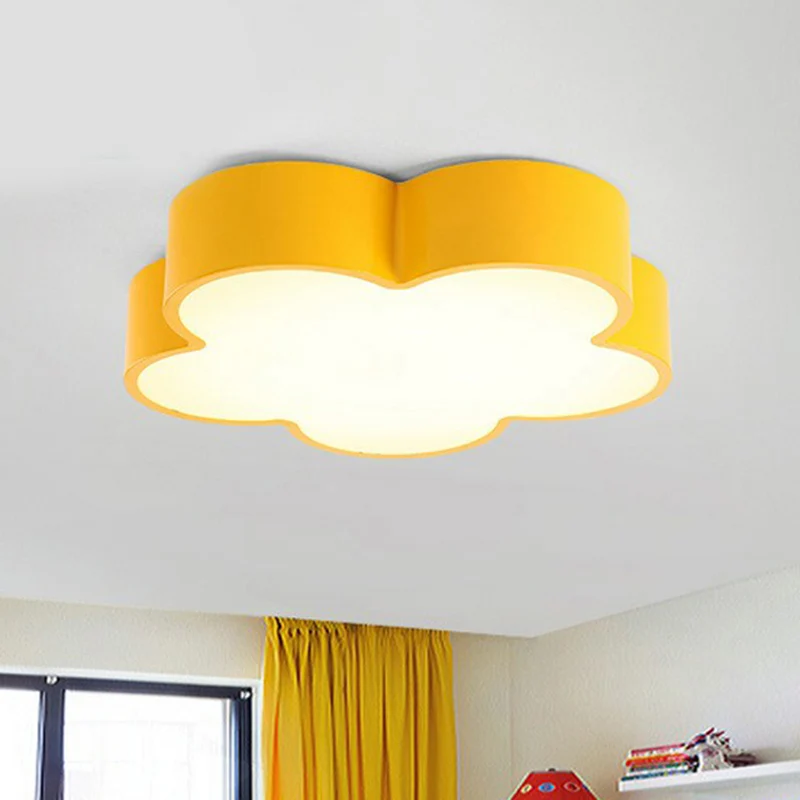 Plafonnier LED en forme de fleur, style enfant, avec abat-jour en acrylique, pour chambre à coucher Clearhalo