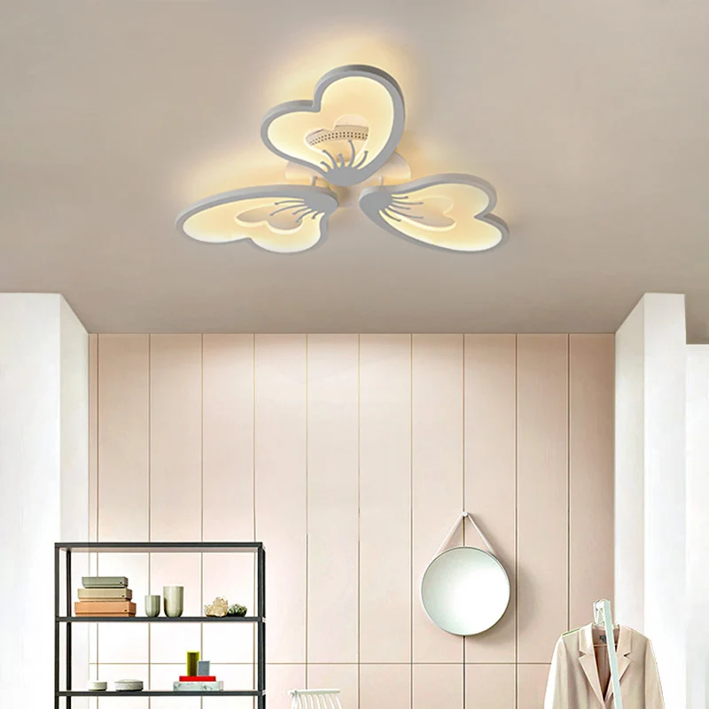 Plafonnier LED en forme de fleur, Style Simple, en acrylique blanc, 3/5 têtes, plafonnier LED pour chambre à coucher, blan...