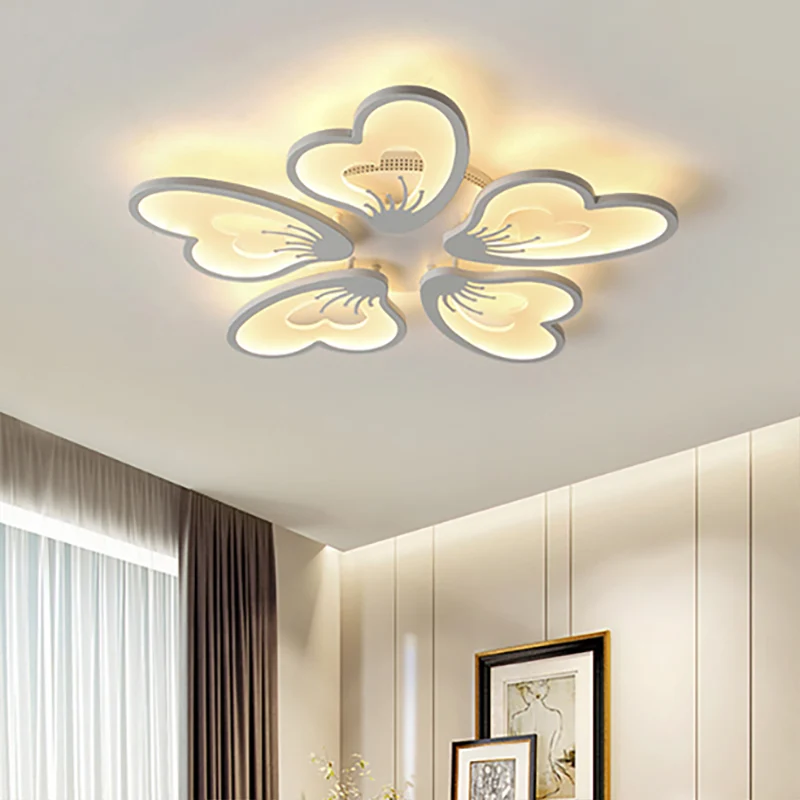 Plafonnier LED en forme de fleur, Style Simple, en acrylique blanc, 3/5 têtes, plafonnier LED pour chambre à coucher, blan...