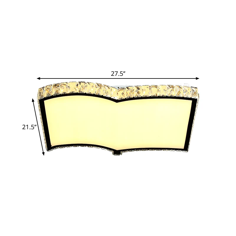 Plafonnier LED en forme de livre en cristal taillé contemporain pour salle d'étude, chrome, 19,5"/27,5" de large Clearhalo
