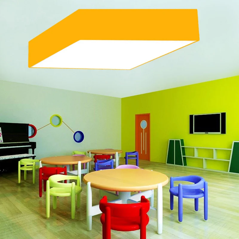 Plafonnier LED en forme de losange, plafonnier moderne en acrylique, noir/blanc/rouge/jaune/vert, pour la maternelle Clear...