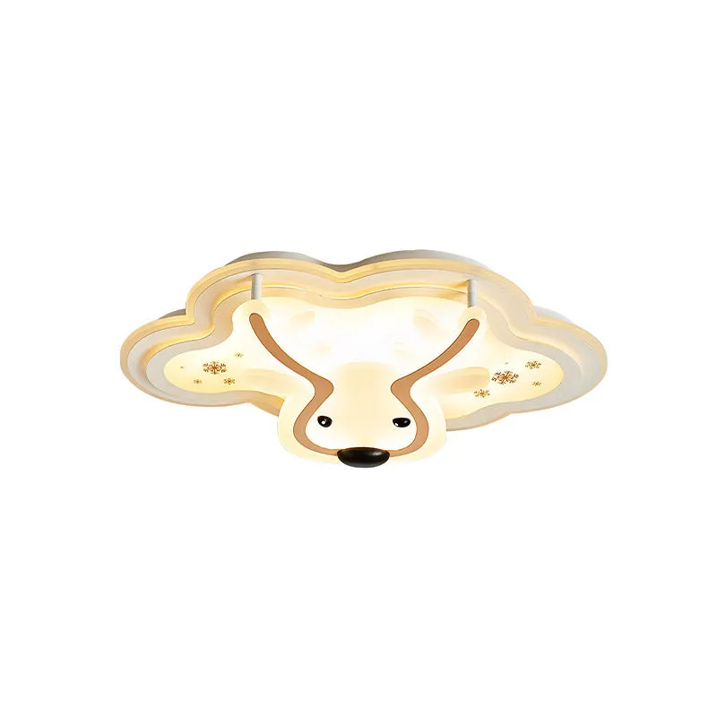 Plafonnier LED en forme de nuage à motif de cerf, en acrylique, pour chambre à coucher, pour enfants, blanc Clearhalo