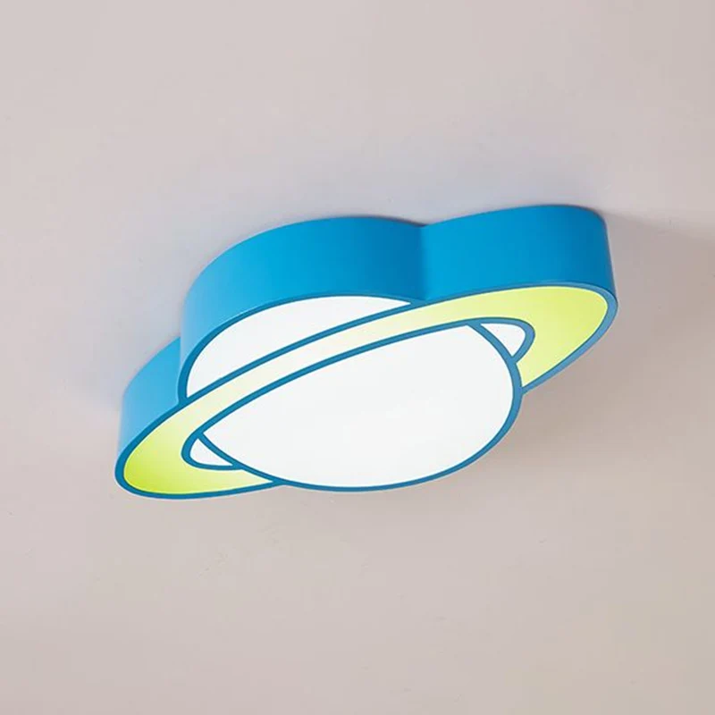 Plafonnier LED en forme de planète, finition bleue, en acrylique, luminaire décoratif d'intérieur, idéal pour la maternell...