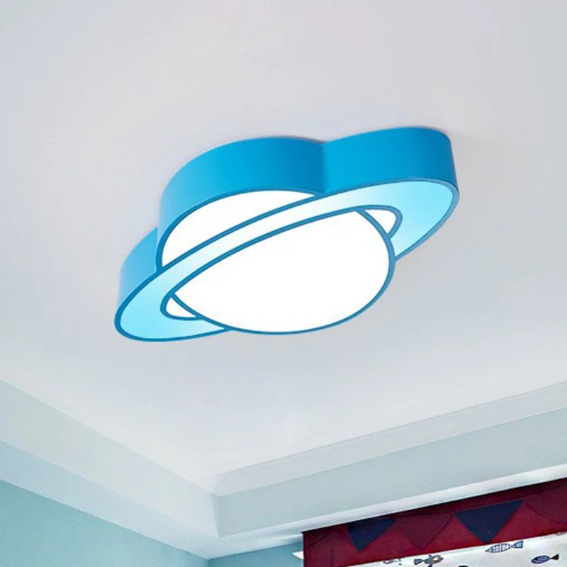 Plafonnier LED en forme de planète, finition bleue, en acrylique, luminaire décoratif d'intérieur, idéal pour la maternell...