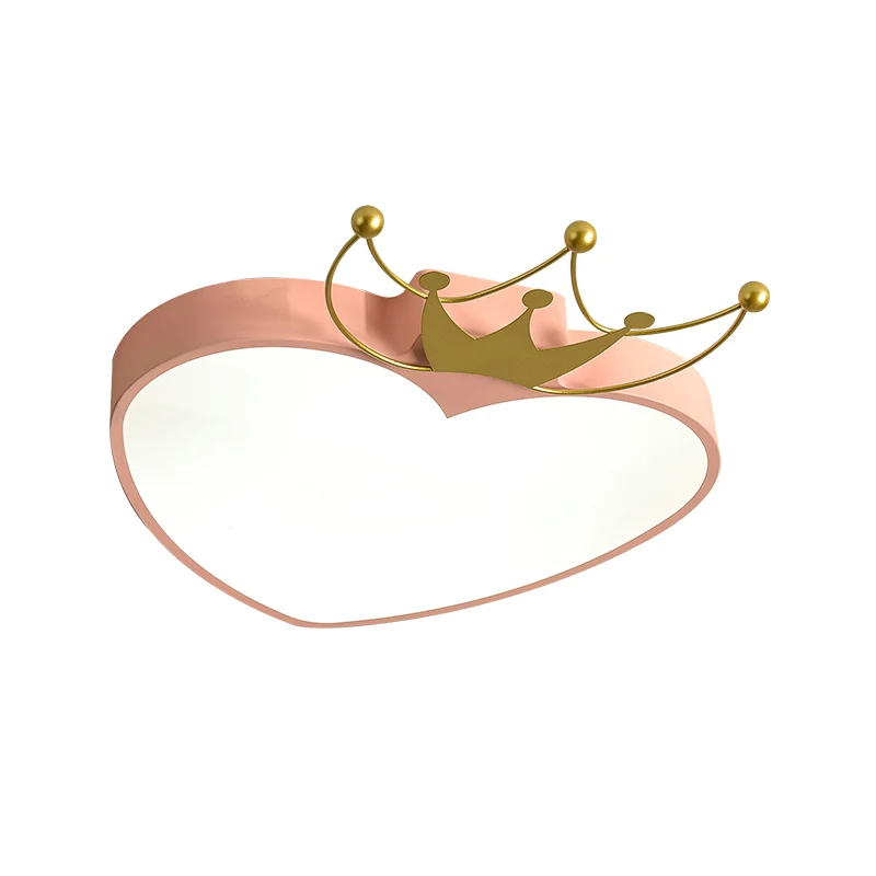 Plafonnier LED en forme de pomme rose/blanc pour enfants, luminaire encastré en acrylique avec ornement de couronne Clearhalo