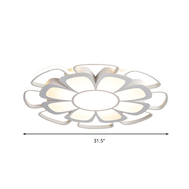 Plafonnier LED en forme de pétale en acrylique, plafonnier de style moderne pour salon, blanc Clearhalo