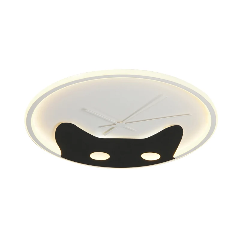 Plafonnier LED en forme de tête de chaton pour chambre d'enfant, en acrylique, en forme d'animal, en noir et blanc Clearhalo