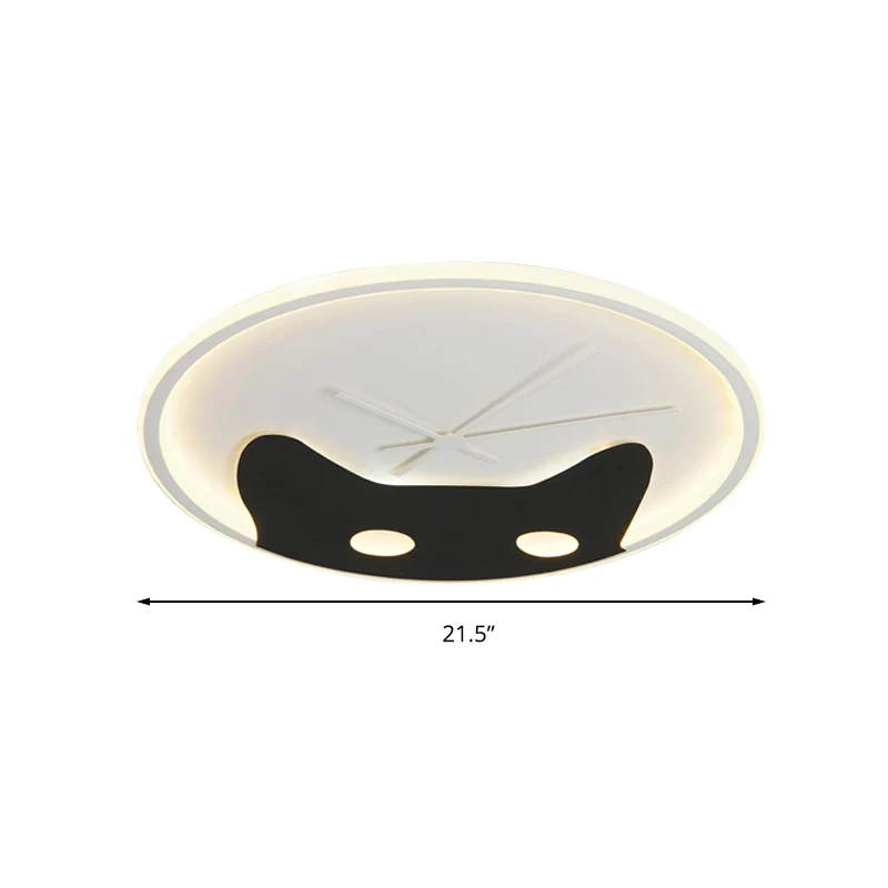 Plafonnier LED en forme de tête de chaton pour chambre d'enfant, en acrylique, en forme d'animal, en noir et blanc Clearhalo