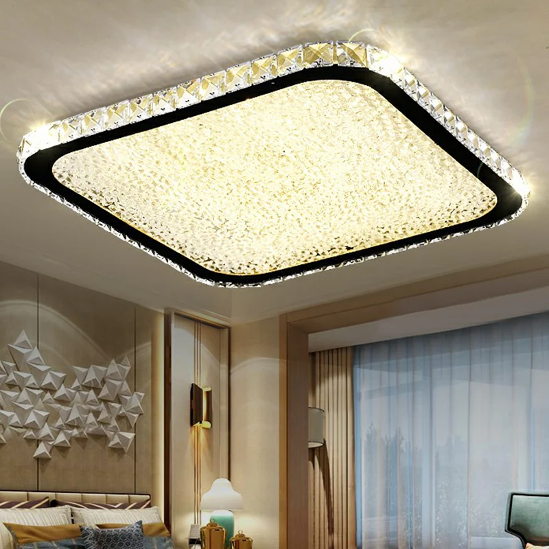 Plafonnier LED géométrique à coins arrondis, simplicité opulente, cristal incrusté, plafonnier Clearhalo