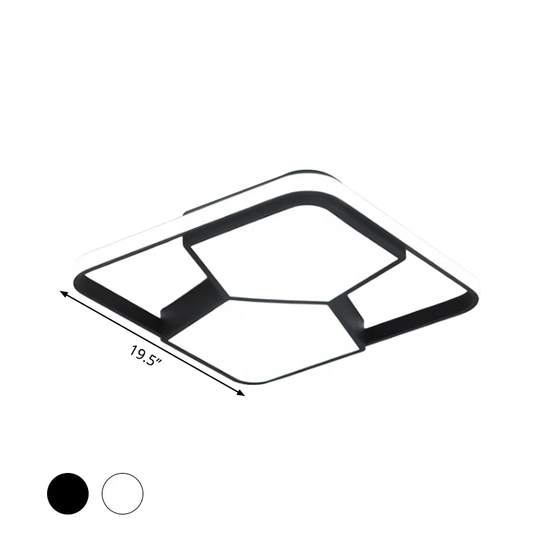 Plafonnier LED géométrique, luminaire contemporain en acrylique noir/blanc, éclairage encastré, éclairage chaud/blanc pour...