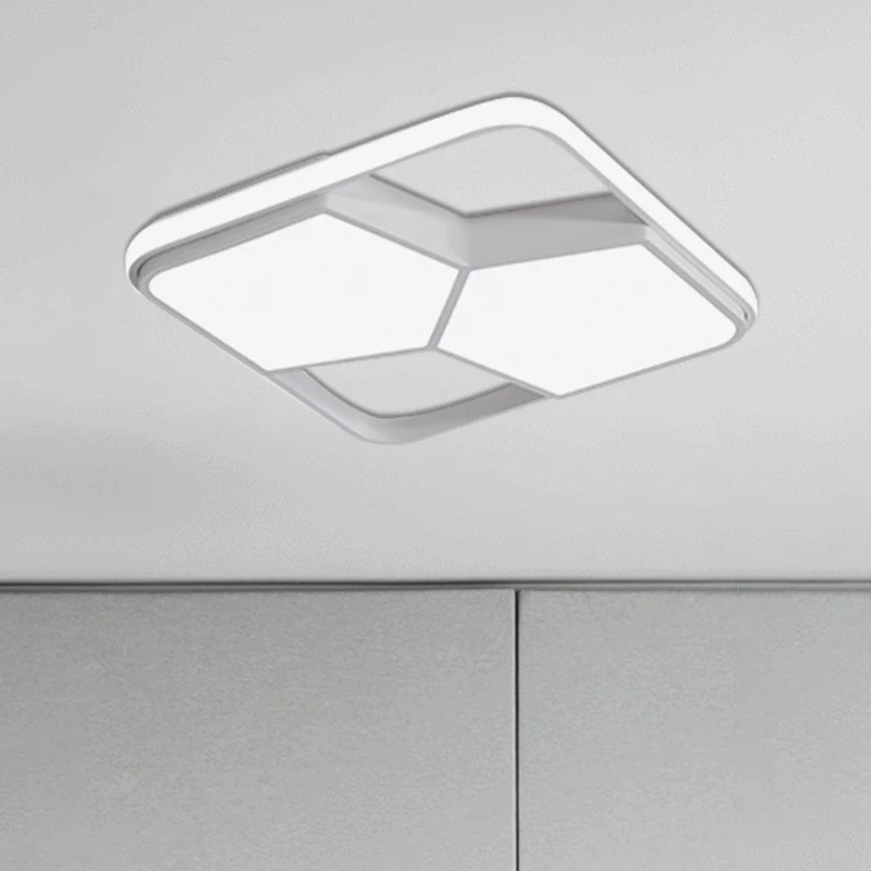 Plafonnier LED géométrique, luminaire contemporain en acrylique noir/blanc, éclairage encastré, éclairage chaud/blanc pour...