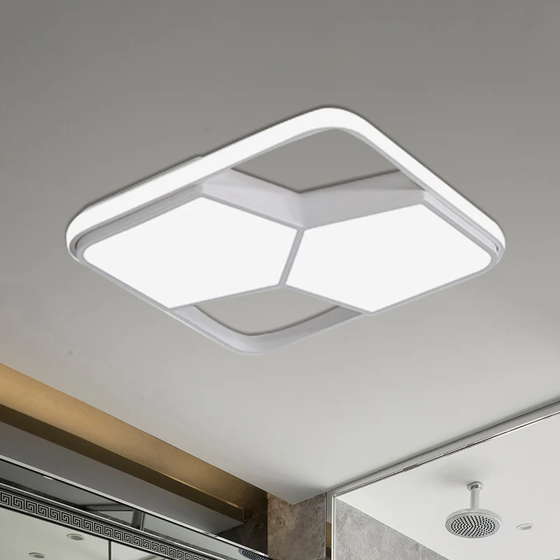Plafonnier LED géométrique, luminaire contemporain en acrylique noir/blanc, éclairage encastré, éclairage chaud/blanc pour...