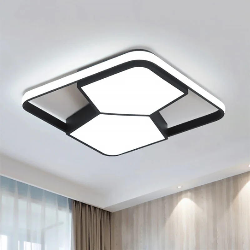 Plafonnier LED géométrique, luminaire contemporain en acrylique noir/blanc, éclairage encastré, éclairage chaud/blanc pour...