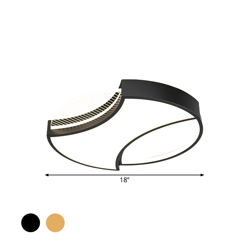 Plafonnier LED géométrique en métal moderne de 18/21,5 pouces de largeur pour chambre à coucher, noir/or Clearhalo