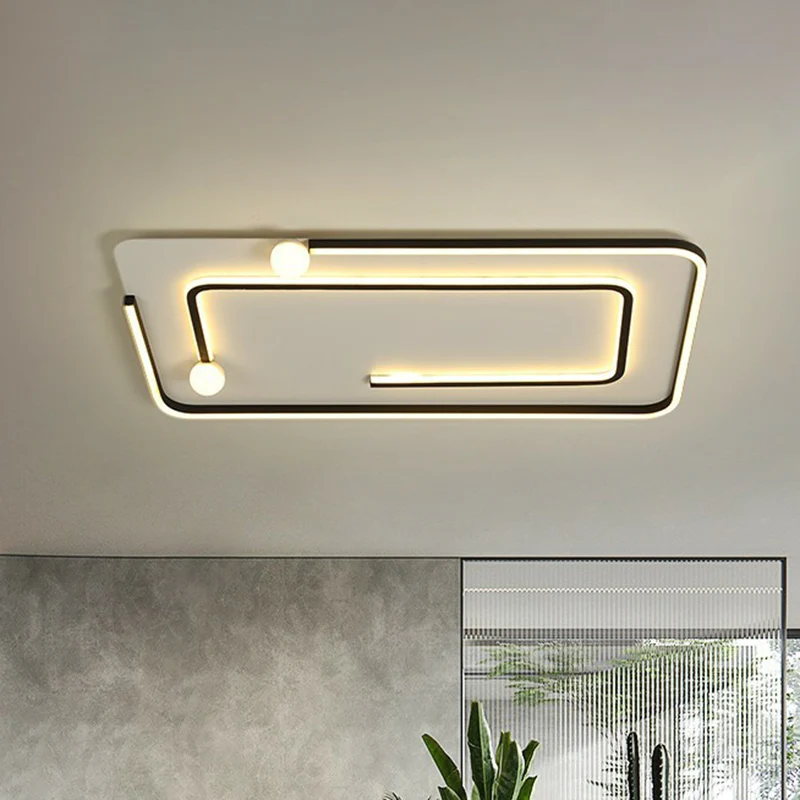 Plafonnier LED géométrique pour chambre à coucher, plafonnier minimaliste en acrylique noir Clearhalo