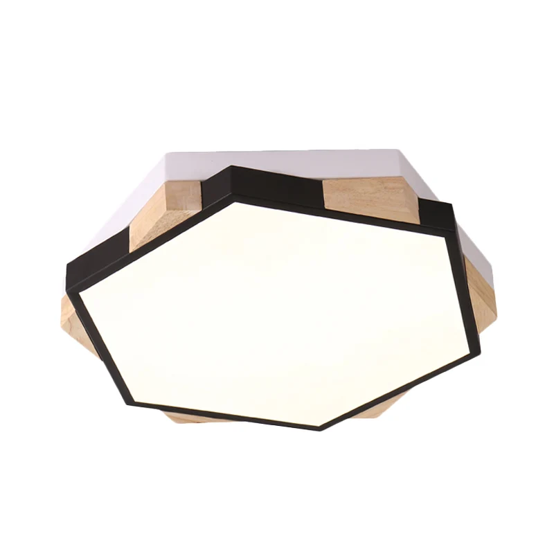 Plafonnier LED hexagonal en acrylique de Style Macaron, pour chambre à coucher, pour le soin des yeux, noir/bleu/vert/rose...