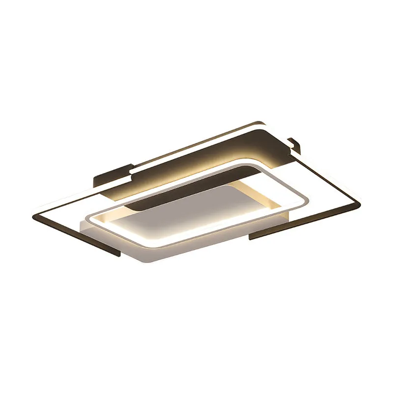 Plafonnier LED intégré en acrylique moderne, cadre rectangulaire, luminaire de plafond pour salon, blanc chaud/blanc Clear...