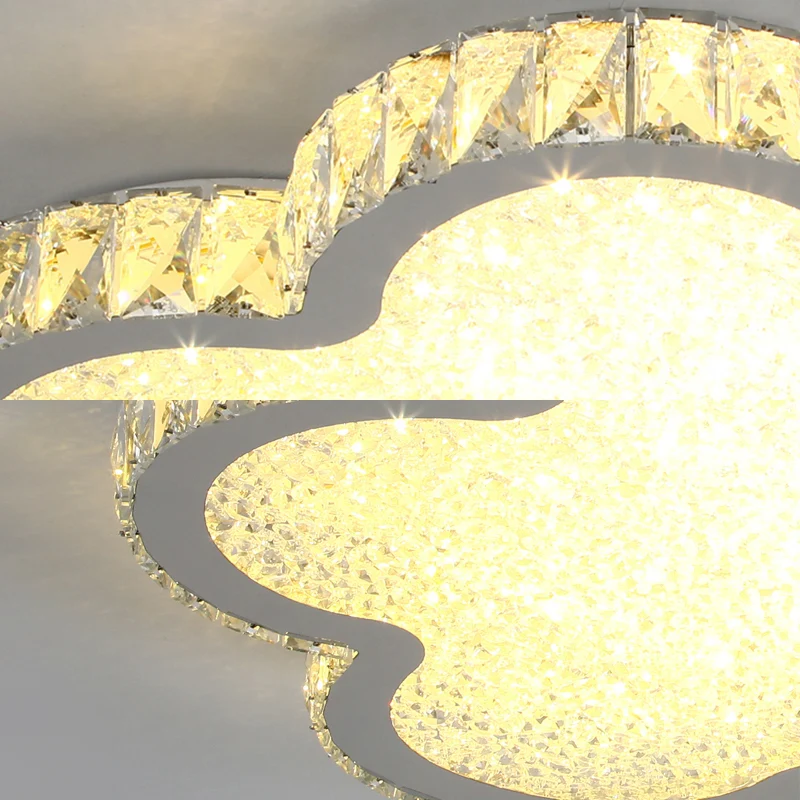 Plafonnier LED élégant en forme de fleur, en acrylique, avec cristal blanc, pour chambre à coucher Clearhalo