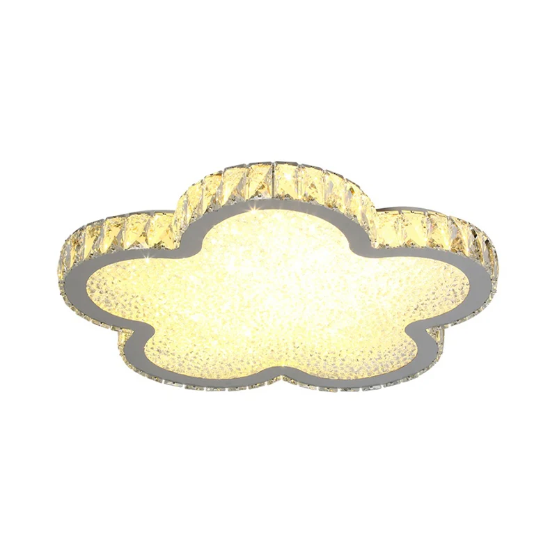 Plafonnier LED élégant en forme de fleur, en acrylique, avec cristal blanc, pour chambre à coucher Clearhalo