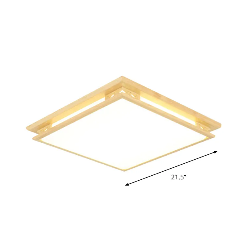 Plafonnier LED moderne avec abat-jour en acrylique et bois, lampe carrée à encastrer dans une lumière chaude/blanche, 18"/...