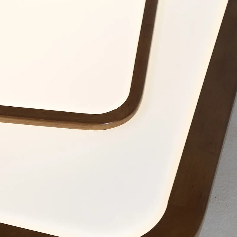 Plafonnier LED moderne en bois naturel à double rectangle pour salon, lumière marron, lumière chaude/blanche/naturelle Cle...