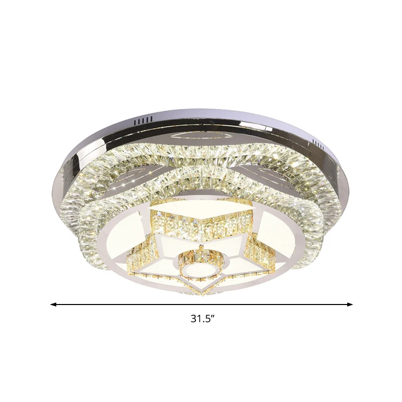 Plafonnier LED moderne en forme de dôme en cristal chromé pour salon avec motif étoile/gyroscope Clearhalo