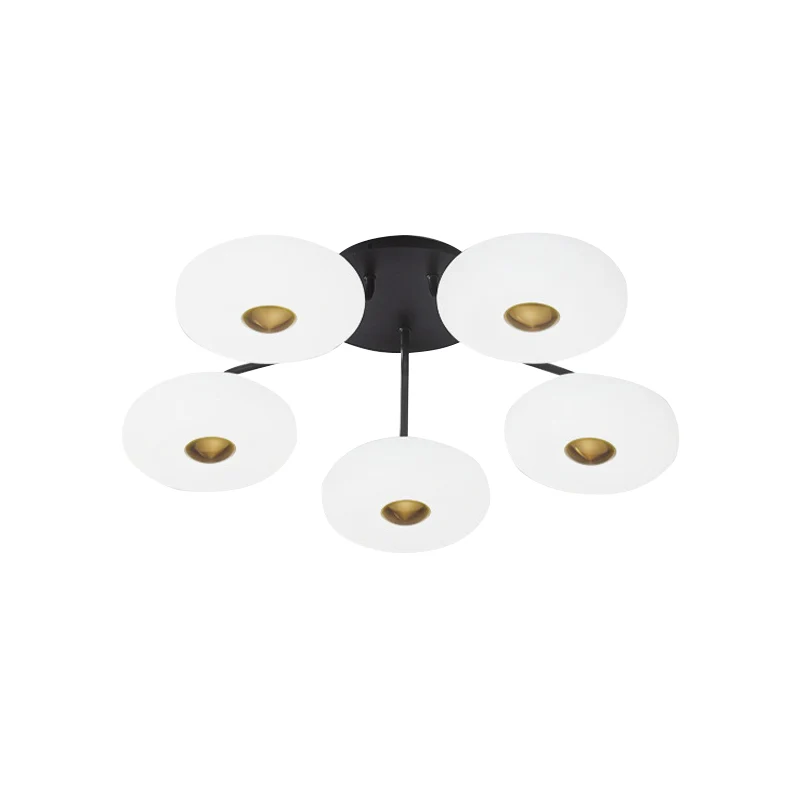 Plafonnier LED moderne et élégant en forme de beignet, semi-monté, en acrylique, pour salon, noir et blanc Clearhalo
