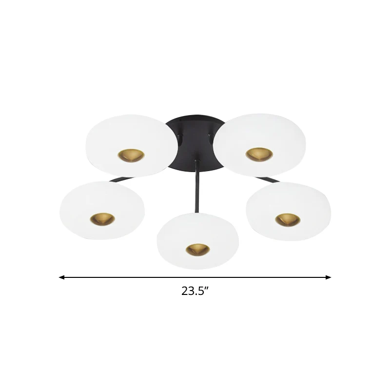 Plafonnier LED moderne et élégant en forme de beignet, semi-monté, en acrylique, pour salon, noir et blanc Clearhalo