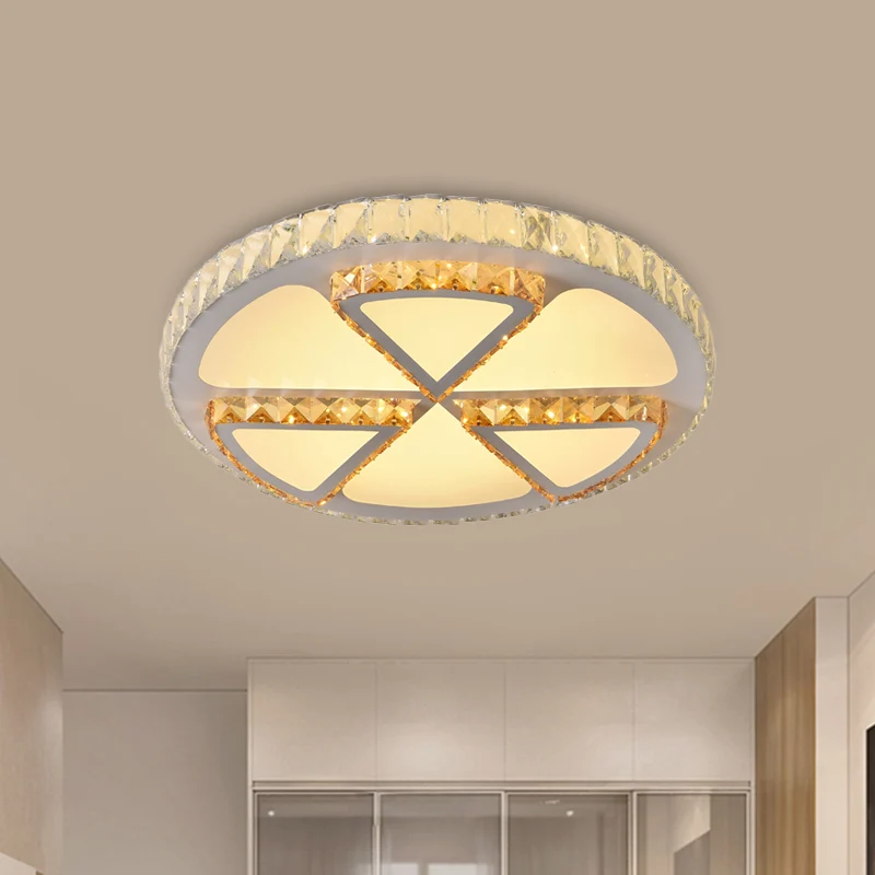 Plafonnier LED à montage encastré, fleur moderne/tranche de citron, éclairage encastré en cristal clair pour chambre à cou...